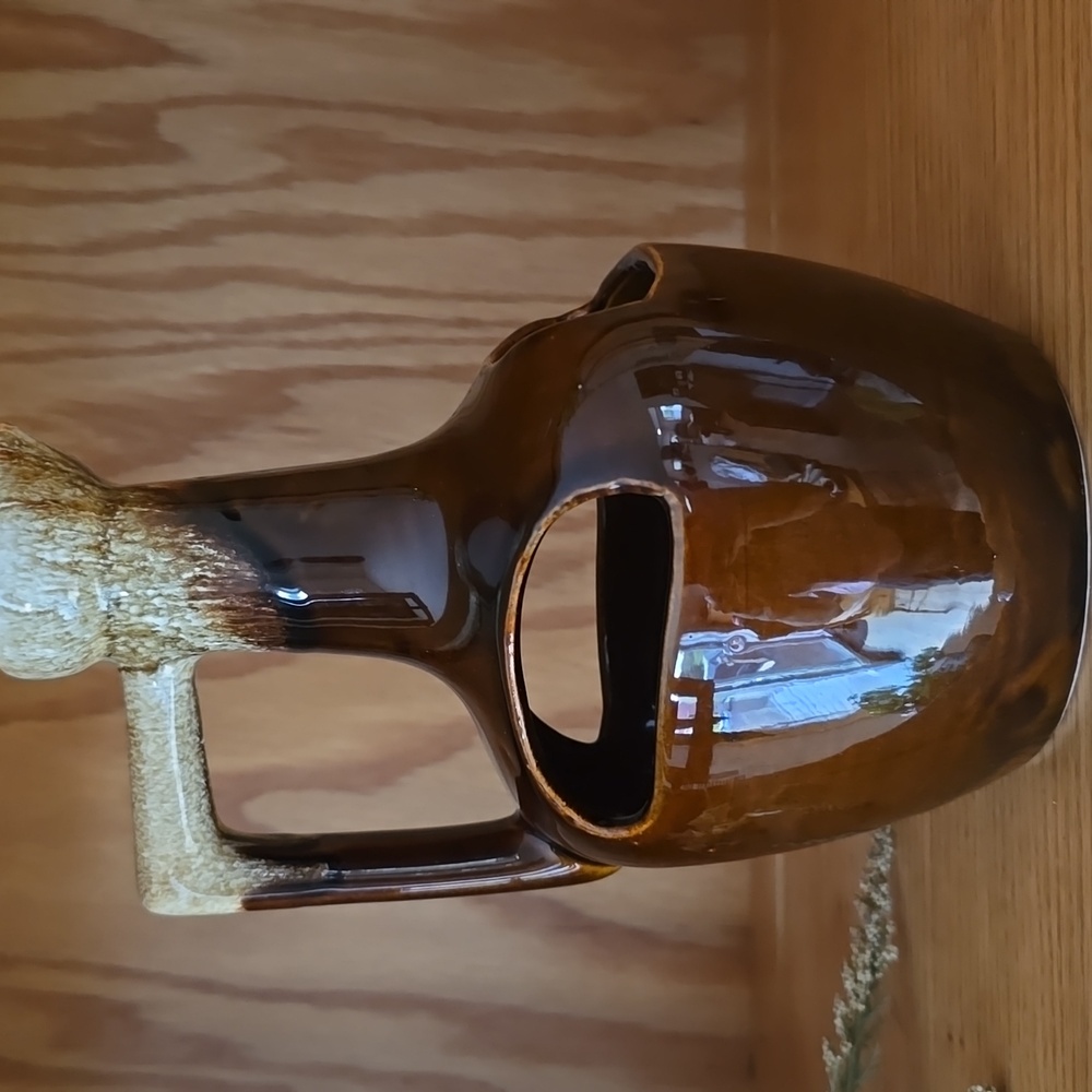 Vintage Brown Drip Strawberry Planter Jug Cottagecore 60's Farmer Homesteading - Picture 6 of 7